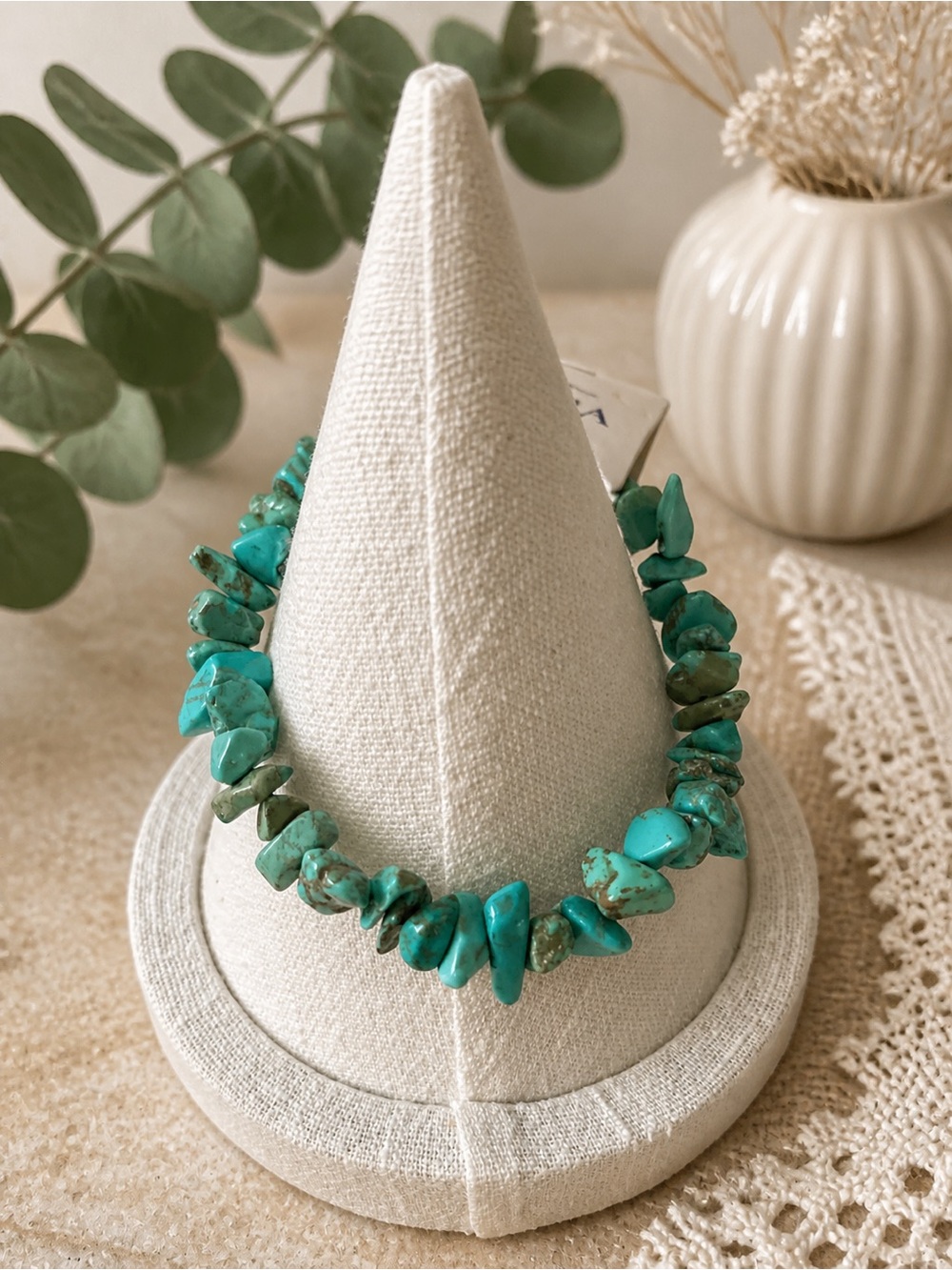 Genuine Turquoise Chip Stretch Bracelet - Women Jewelry